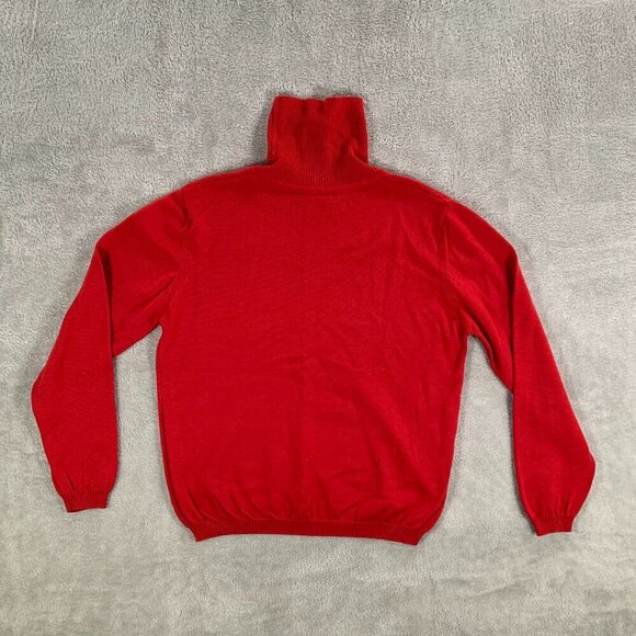 Brooks Brothers Sweater Women's Medium Red Turtle Neck Long Sleeve Merino Wool - Picture 2 of 6